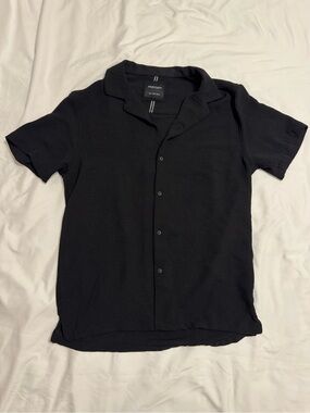 Denim & Flower Black Short Sleeve Button-Up Shirt